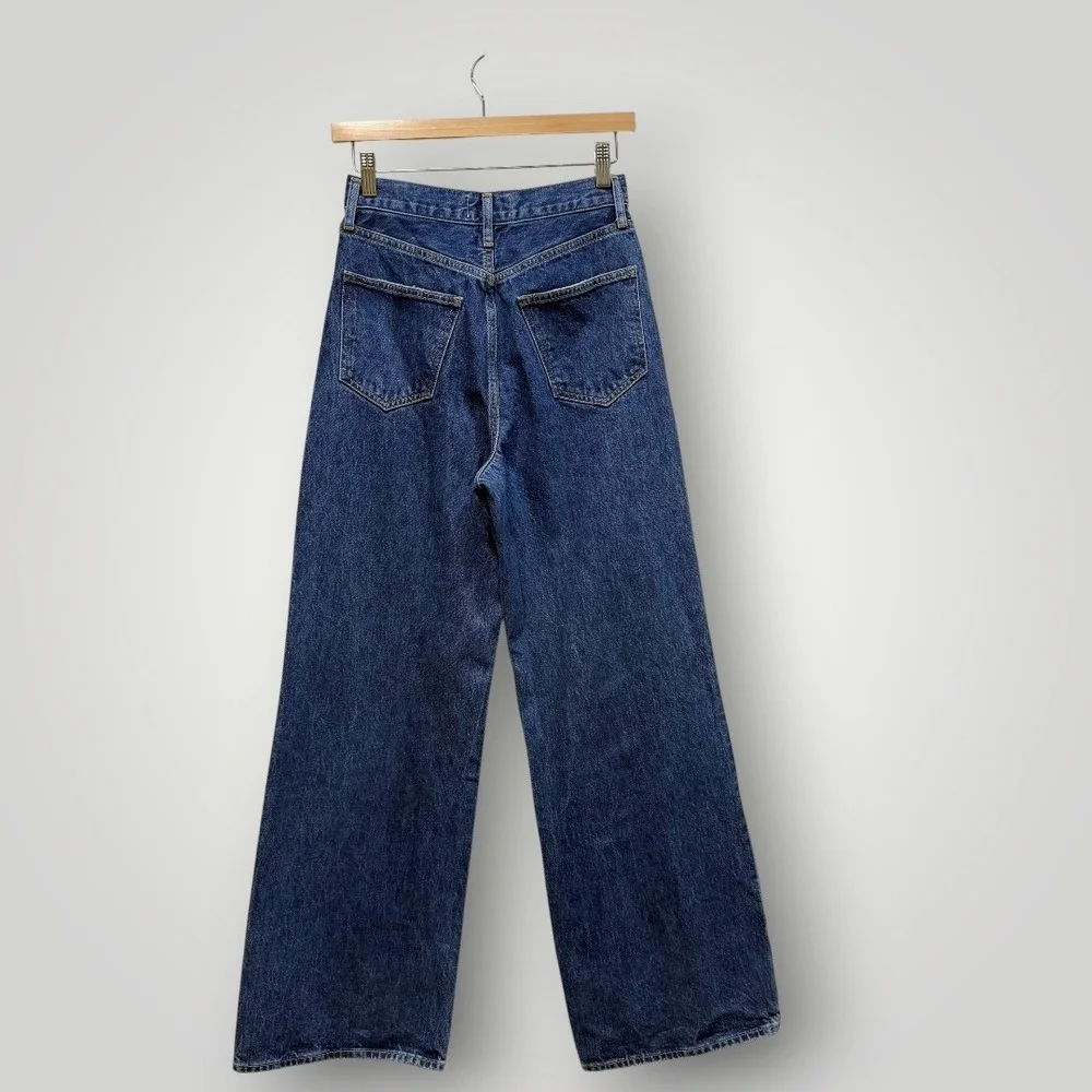 AGOLDE Dame High Rise Wide Leg Jeans‎ Dark Indigo Blue 24